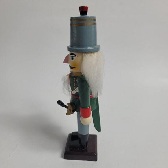 Vintage Santa's Workbench Nutcracker Toy Soldier Green & Red Uniform Gray Hat - Picture 2 of 12